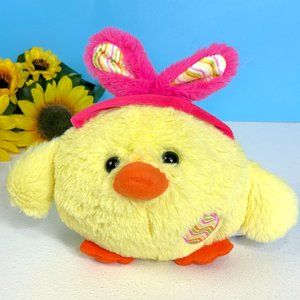 Hugfun Duck Chick w/Easter Bunny Rabbit Ears Lovey 6" Plush Stuffed Animal‎ Toy